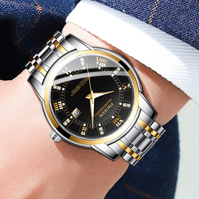 Original – Fngeen Men’s Calendar Fashion Casual Business Watch – Waterproof Explosion Model – Stainless Steel Watch For Men – Quartz Watch – With Box