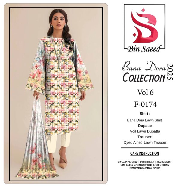 Binsaeed❤️ Bana Dora 3piece Unstitched Suit Summaer Lawn Collection