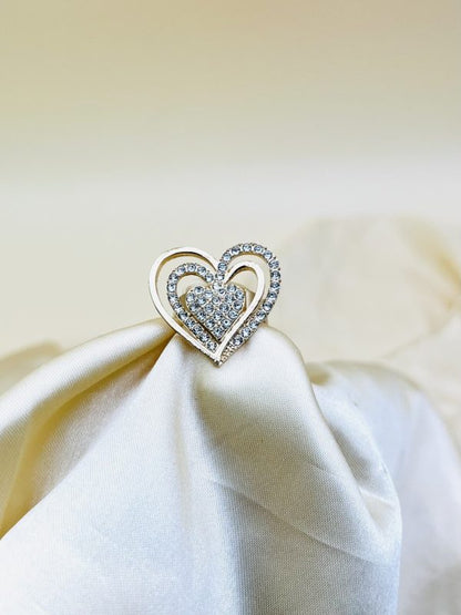 1 Piece Imported Radiant Double Heart Crystal Ring – A Love That Shines 💎❤️ | Best Quality Adjustable Ring | Ring For Girls & Women