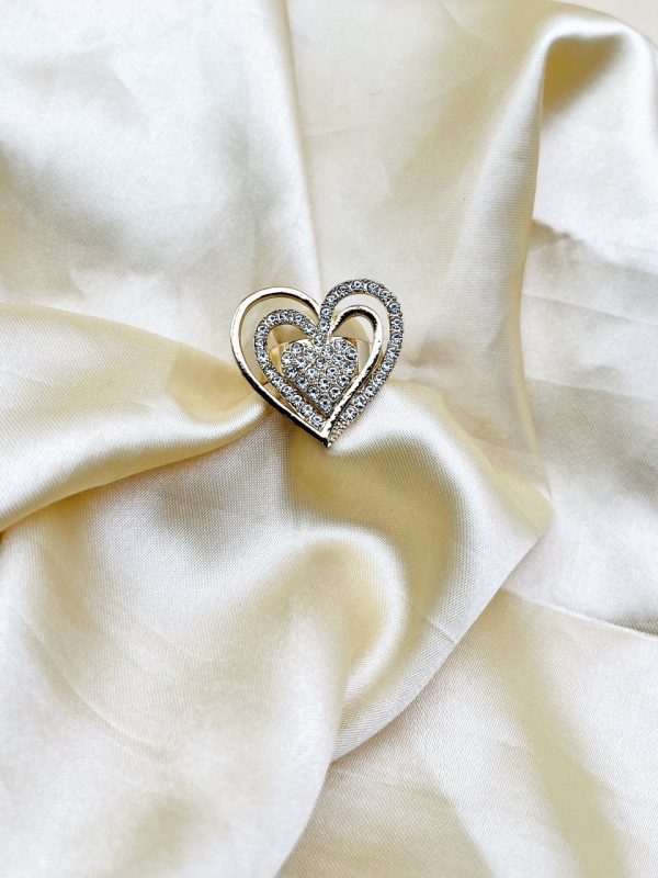 1 Piece Imported Radiant Double Heart Crystal Ring – A Love That Shines 💎❤️ | Best Quality Adjustable Ring | Ring For Girls & Women