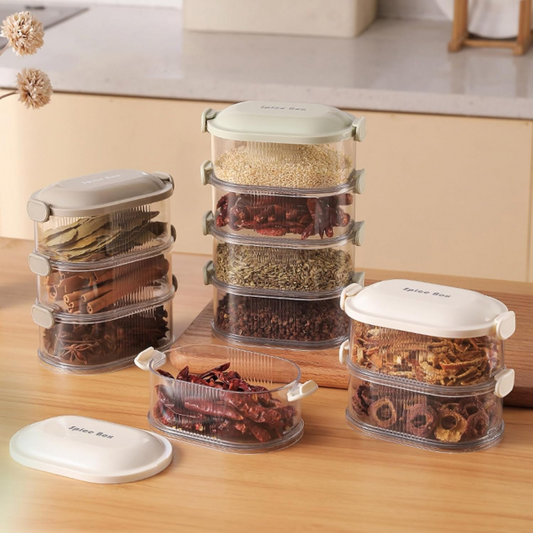 4 Layers Multi-layered Seasoning Spice Storage Box, Seasoning Storage Box, Multi Tableware Set Accessories For Outdoor Bbq Picnic (random Color) ₨1,