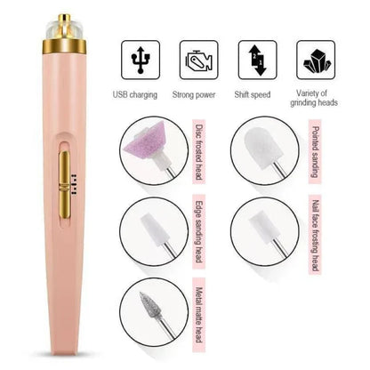 5 In 1 Professional Manicure Nail | Salon Nail Finishing Touch | Nail Grinding, Burnishing Machine | Full Manicure And Pedicure Tool – Random Color
