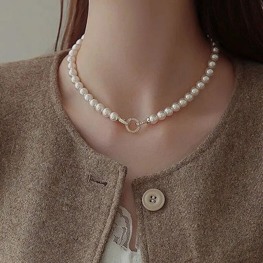 Beautiful Pearl Charm Korean Elegant Necklace For Girls