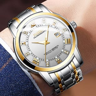 Original – Fngeen Men’s Calendar Fashion Casual Business Watch – Waterproof Explosion Model – Stainless Steel Watch For Men – Quartz Watch – With Box