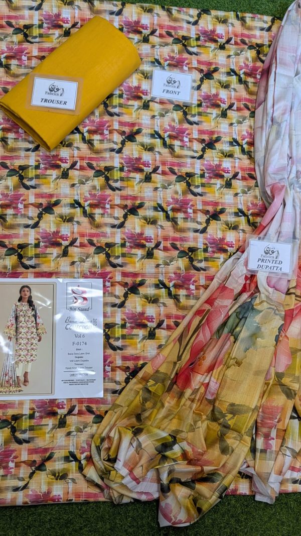 Binsaeed❤️ Bana Dora 3piece Unstitched Suit Summaer Lawn Collection