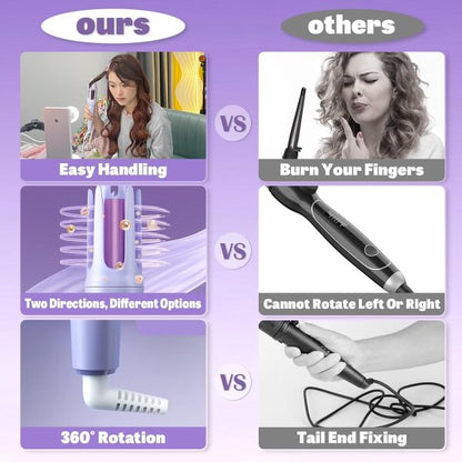 Hair Curler, 32mm Automatic Curling Iron, 3 Adjustable Temperatures And 2 Timer Reminders, Automatic Curling Iron For Long Hair, Double Anti-scald Function, Australian Specification Plug, Suitable For Everyone ( Random Color )