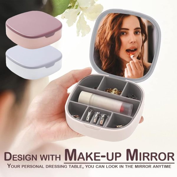 Small Jewellery Box, Jewellery Box, Portable Jewellery Box, Girls’ Earrings, Cut Necklace Box, Can Be Placed In The Bag Of The Bag At Home (pink Or Silver Colors) (random Colors)