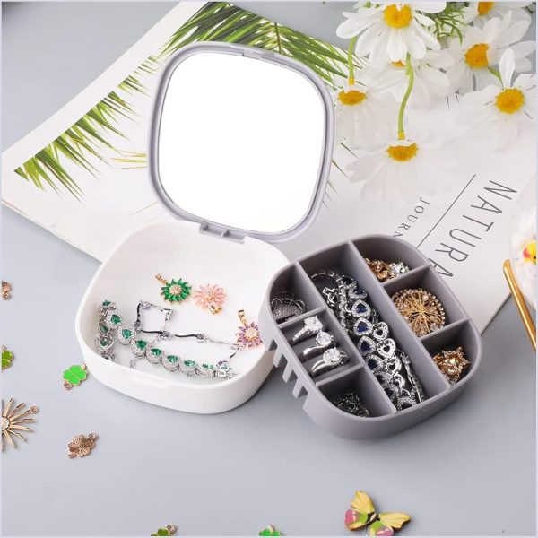 Small Jewellery Box, Jewellery Box, Portable Jewellery Box, Girls’ Earrings, Cut Necklace Box, Can Be Placed In The Bag Of The Bag At Home (pink Or Silver Colors) (random Colors)